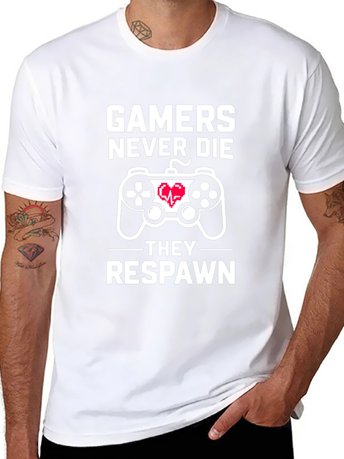 Gamers Never Die T-Shirt - Black Cotton