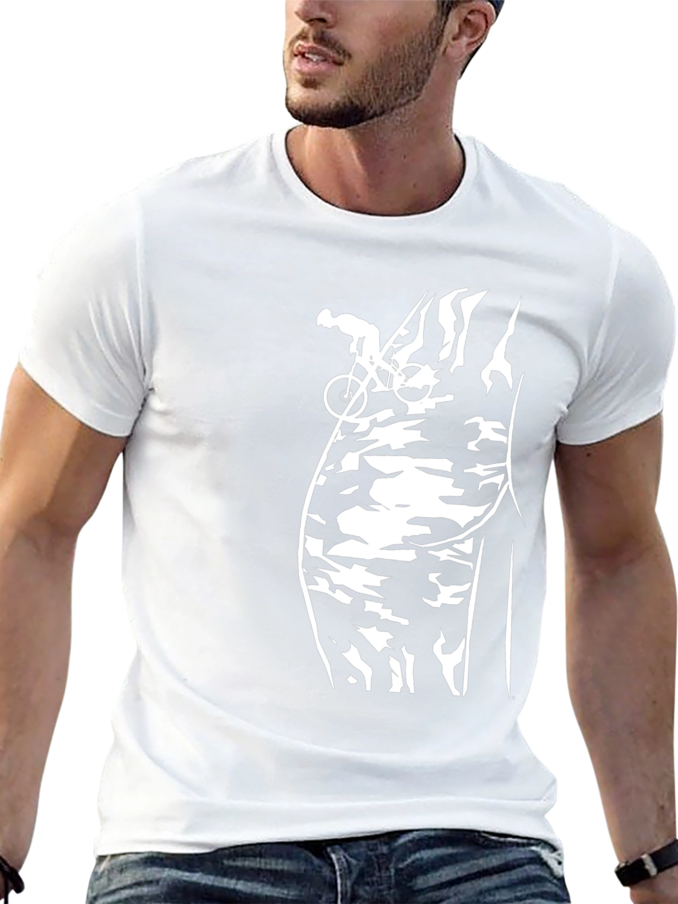 Mountain Biker Silhouette Graphic T-Shirt