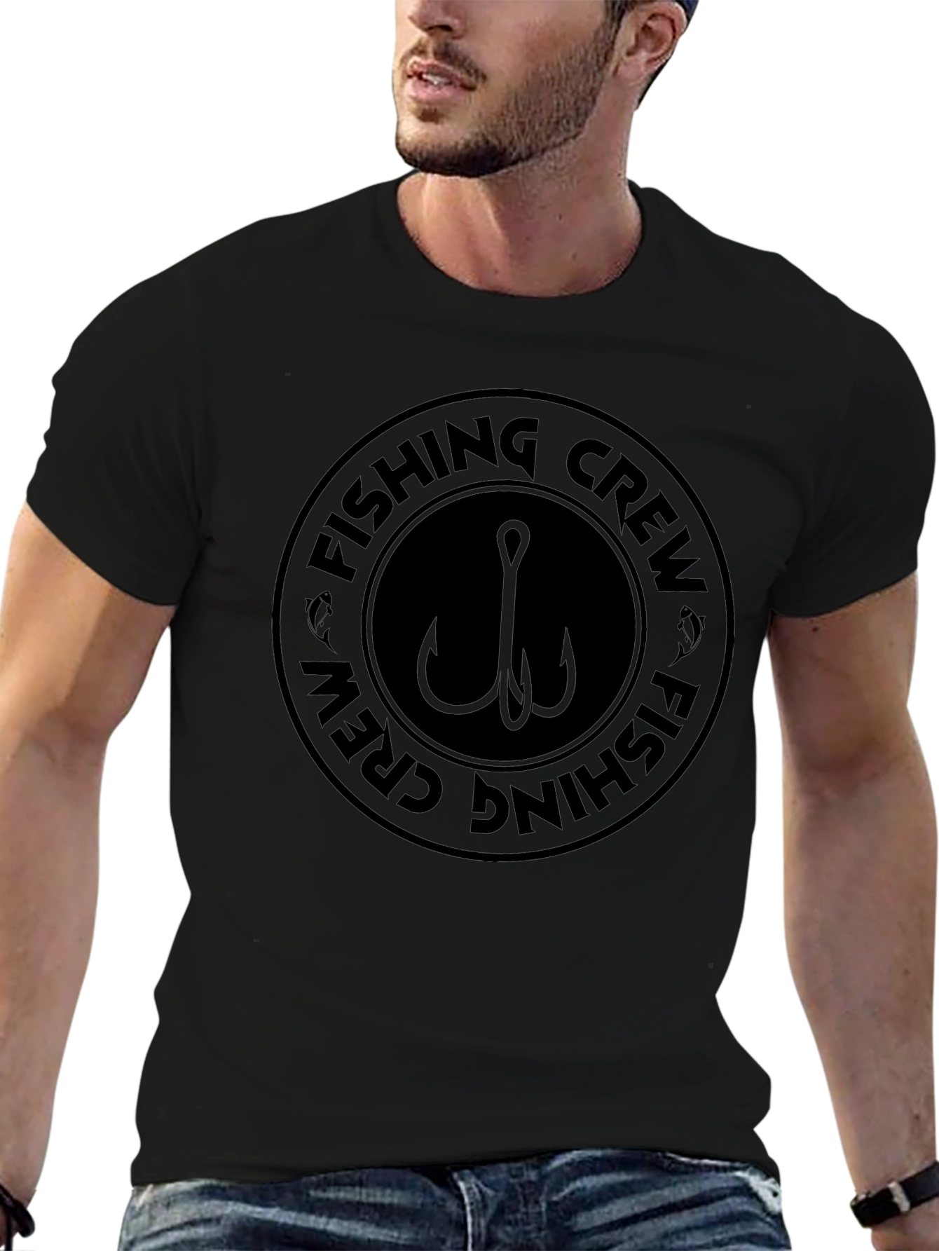 Fishing Crew Graphic T-Shirt - Black