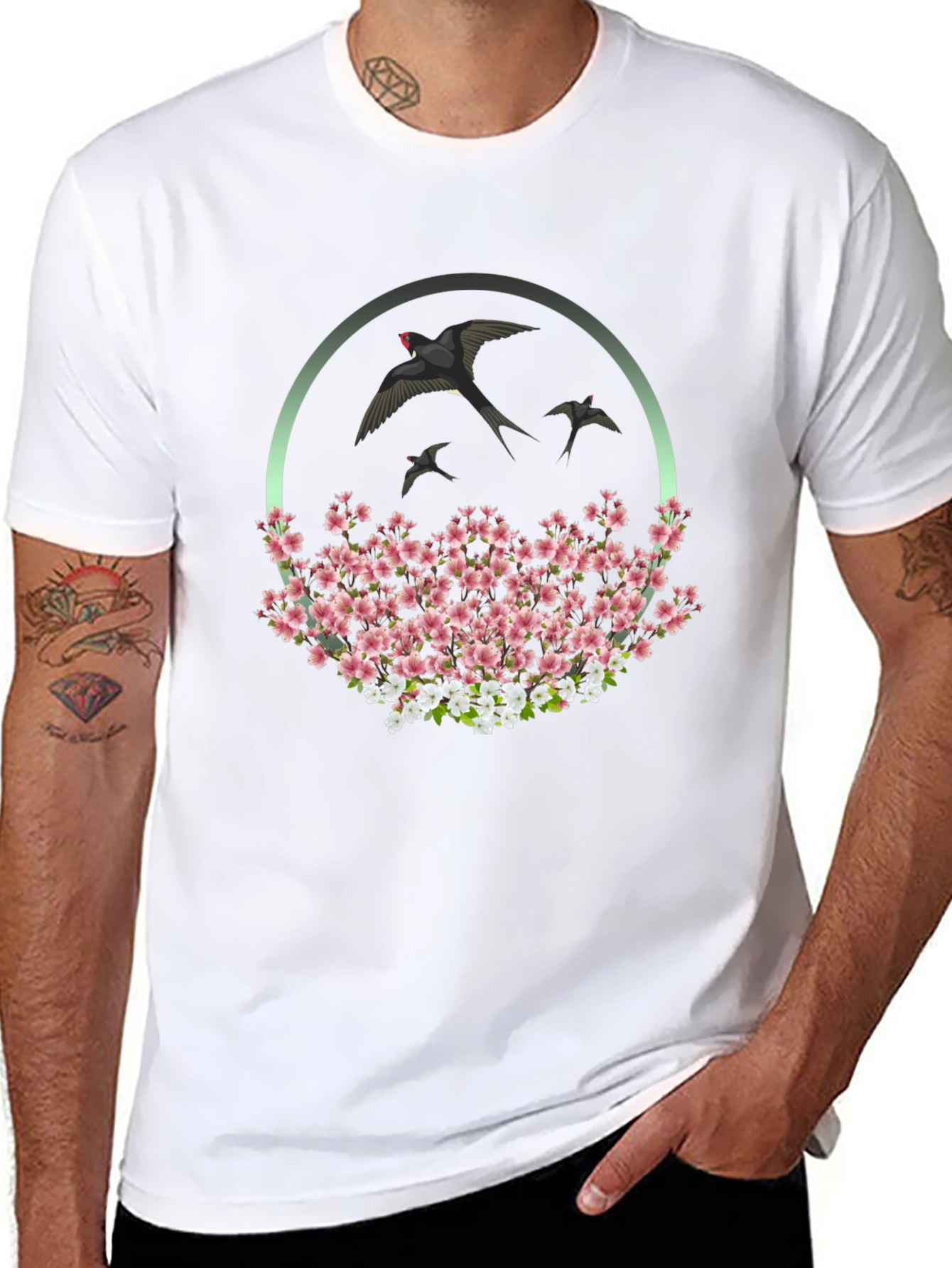 Swallow & Cherry Blossom Graphic Tee