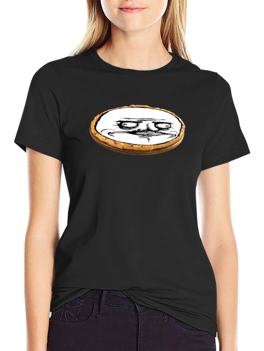 Funny Troll Face Pie Graphic T-Shirt - Black Cotton Tee