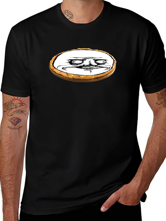 Funny Troll Face Pie Graphic T-Shirt - Black Cotton Tee