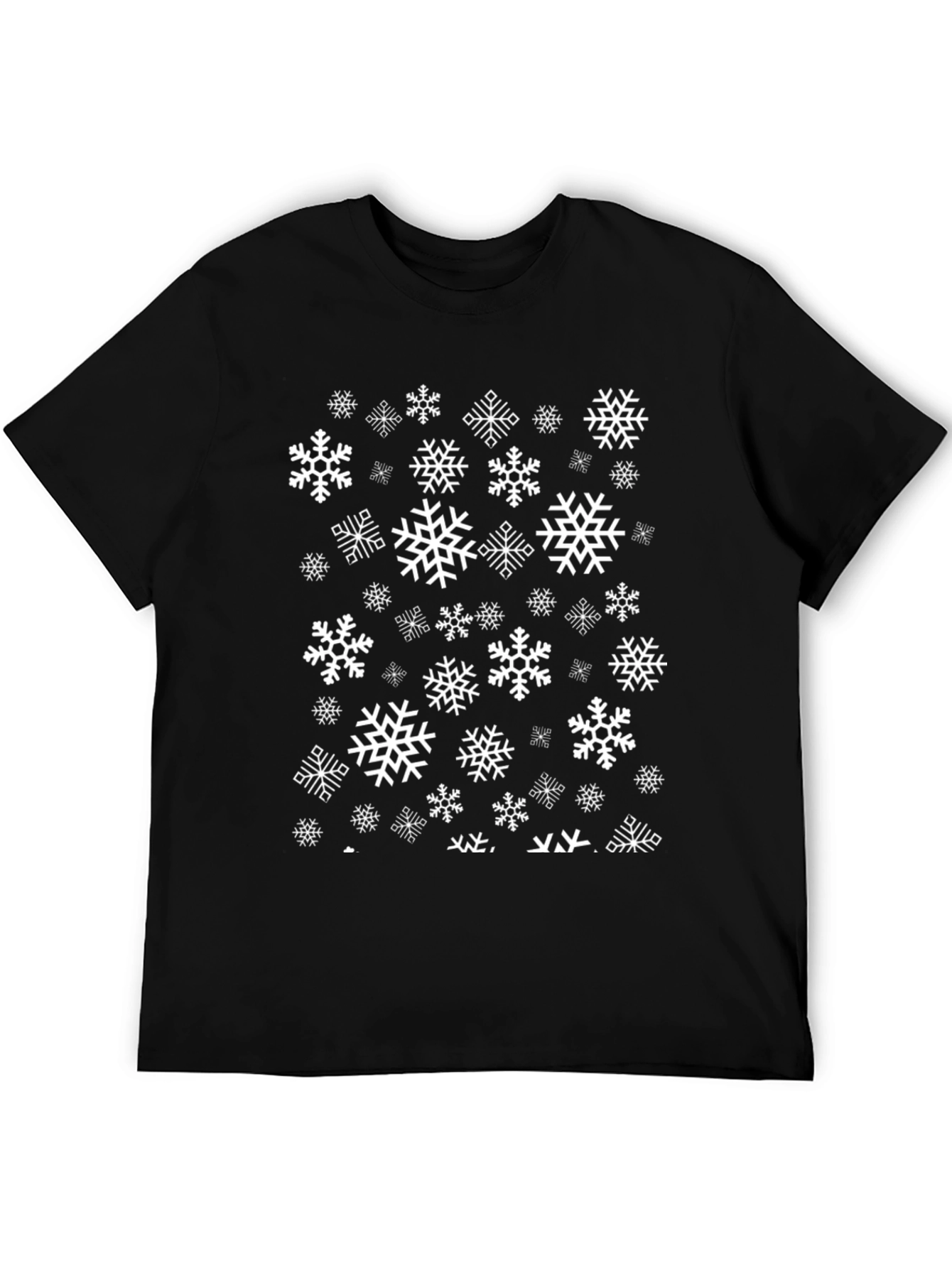 Snowflake Pattern Black T-Shirt