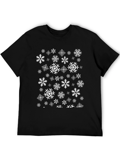 Snowflake Pattern Black T-Shirt