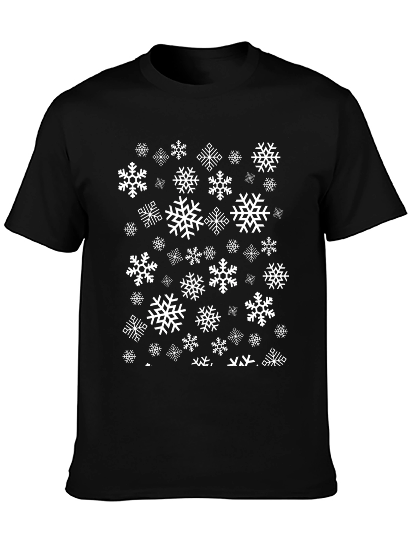 Snowflake Pattern Black T-Shirt