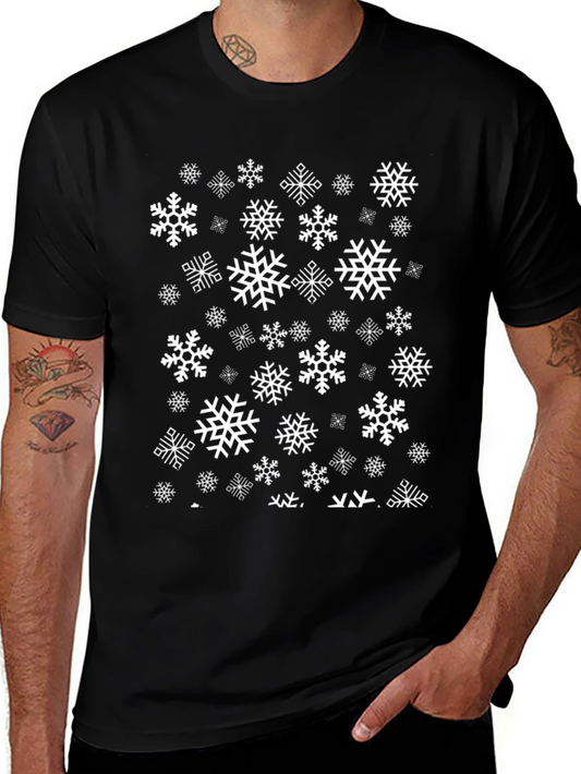 Snowflake Pattern Black T-Shirt