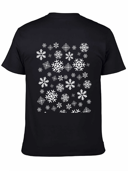 Snowflake Pattern Black T-Shirt