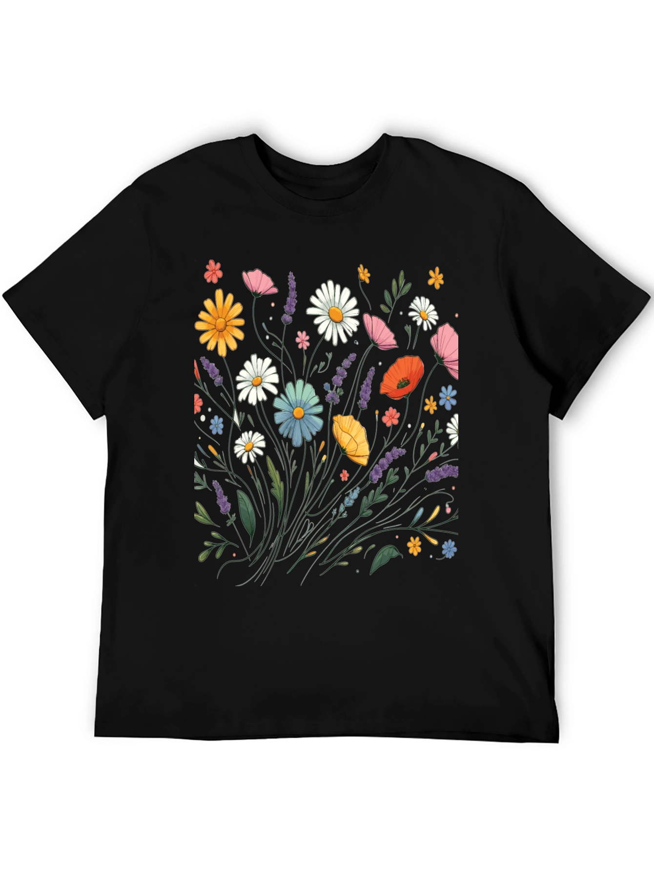 Floral Print Black T-Shirt