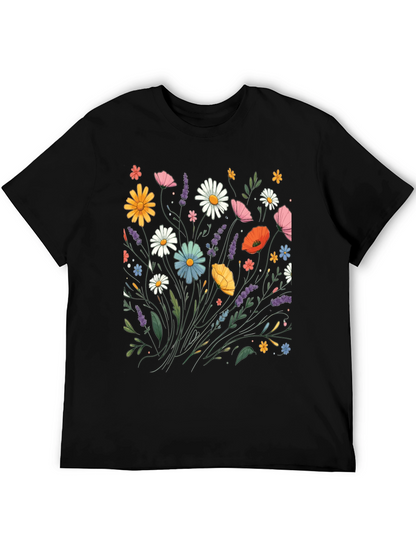 Floral Print Black T-Shirt