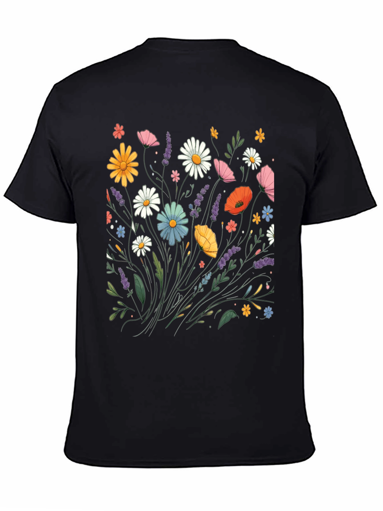Floral Print Black T-Shirt