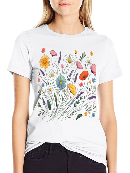 Floral Print Black T-Shirt
