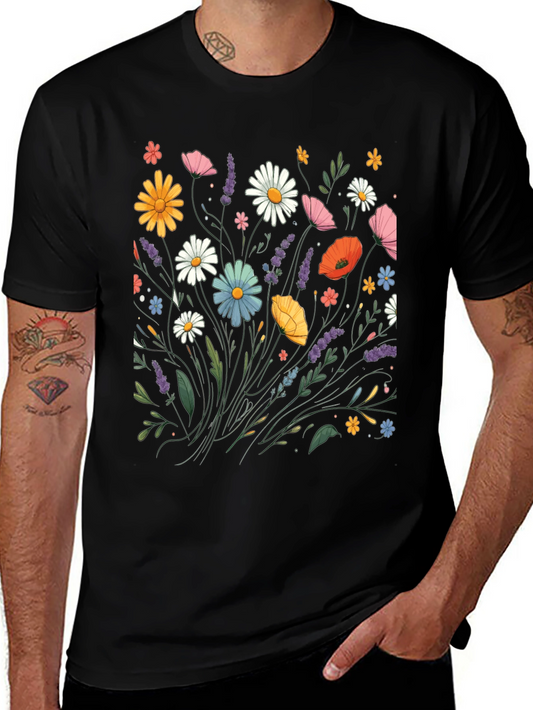 Floral Print Black T-Shirt