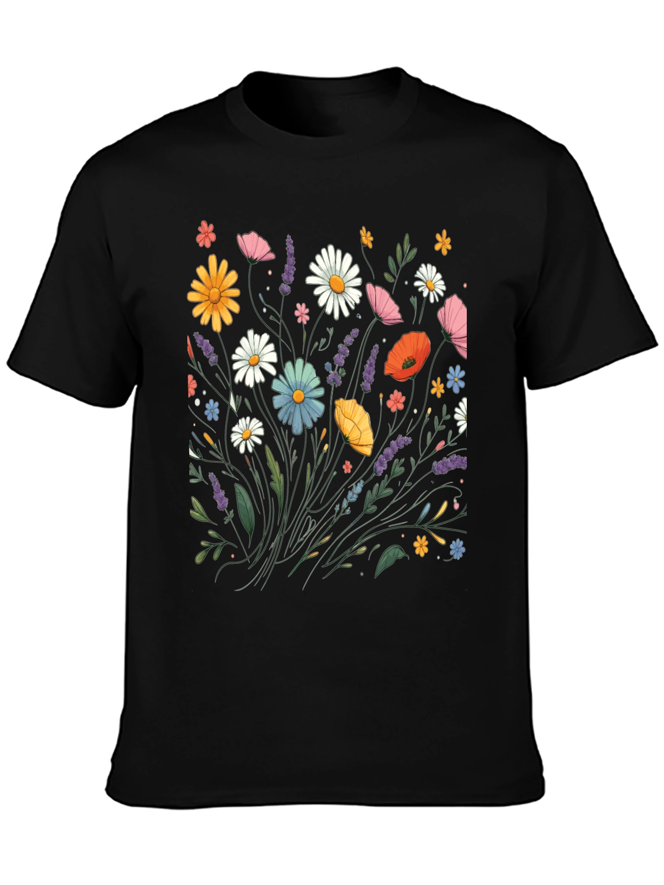 Floral Print Black T-Shirt