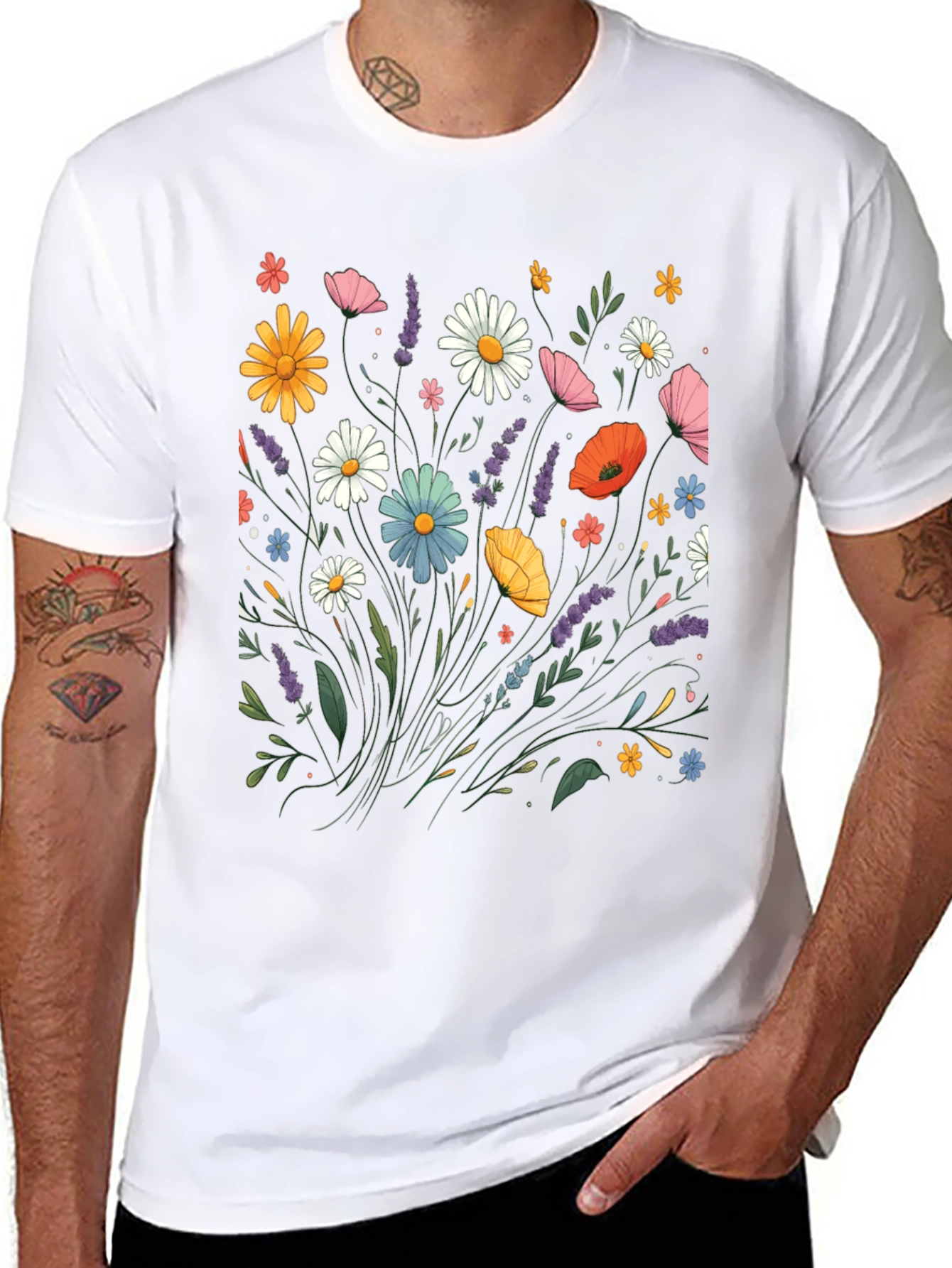 Floral Print Black T-Shirt