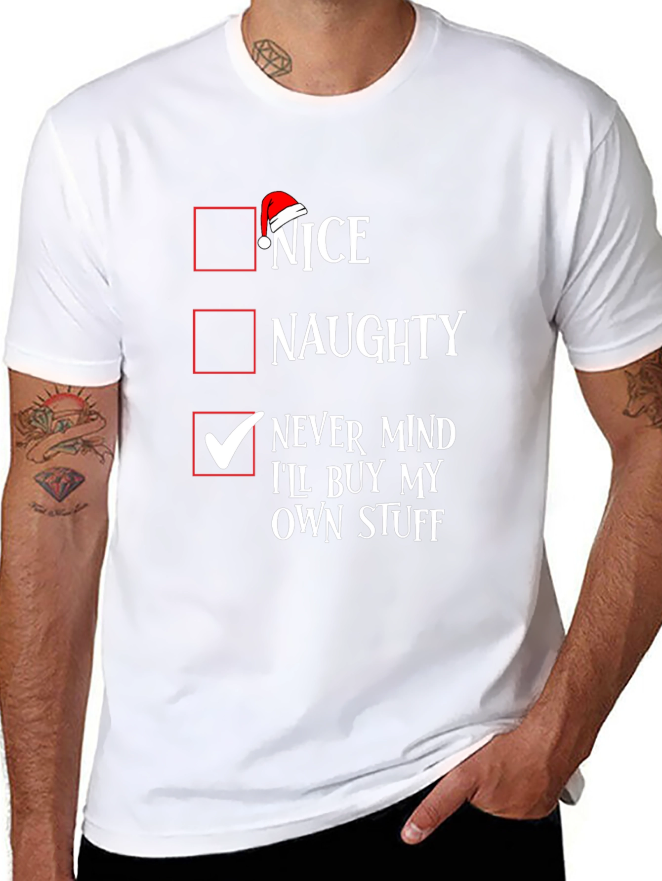 Nice Naughty Never Mind Christmas T-Shirt