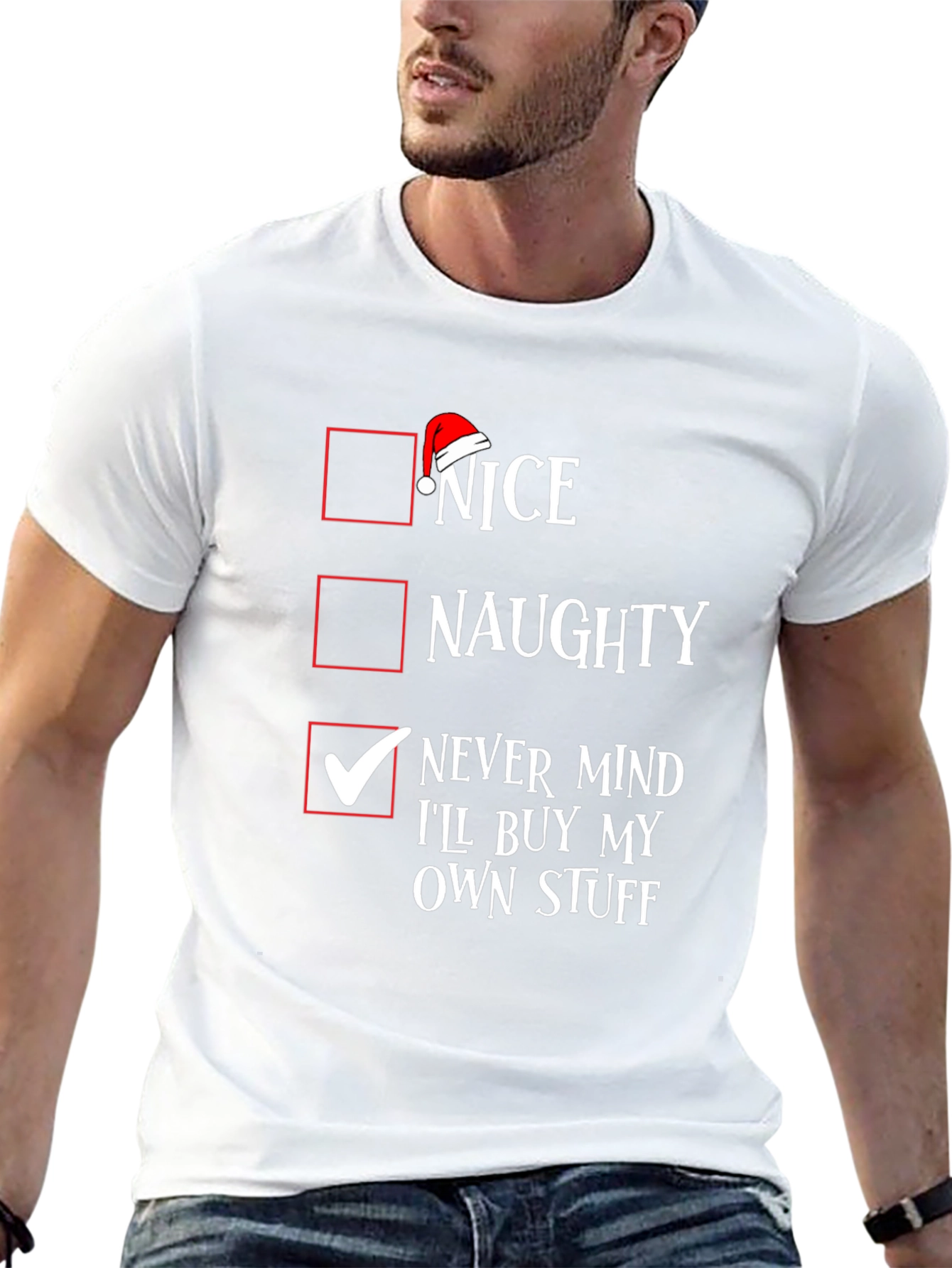 Nice Naughty Never Mind Christmas T-Shirt