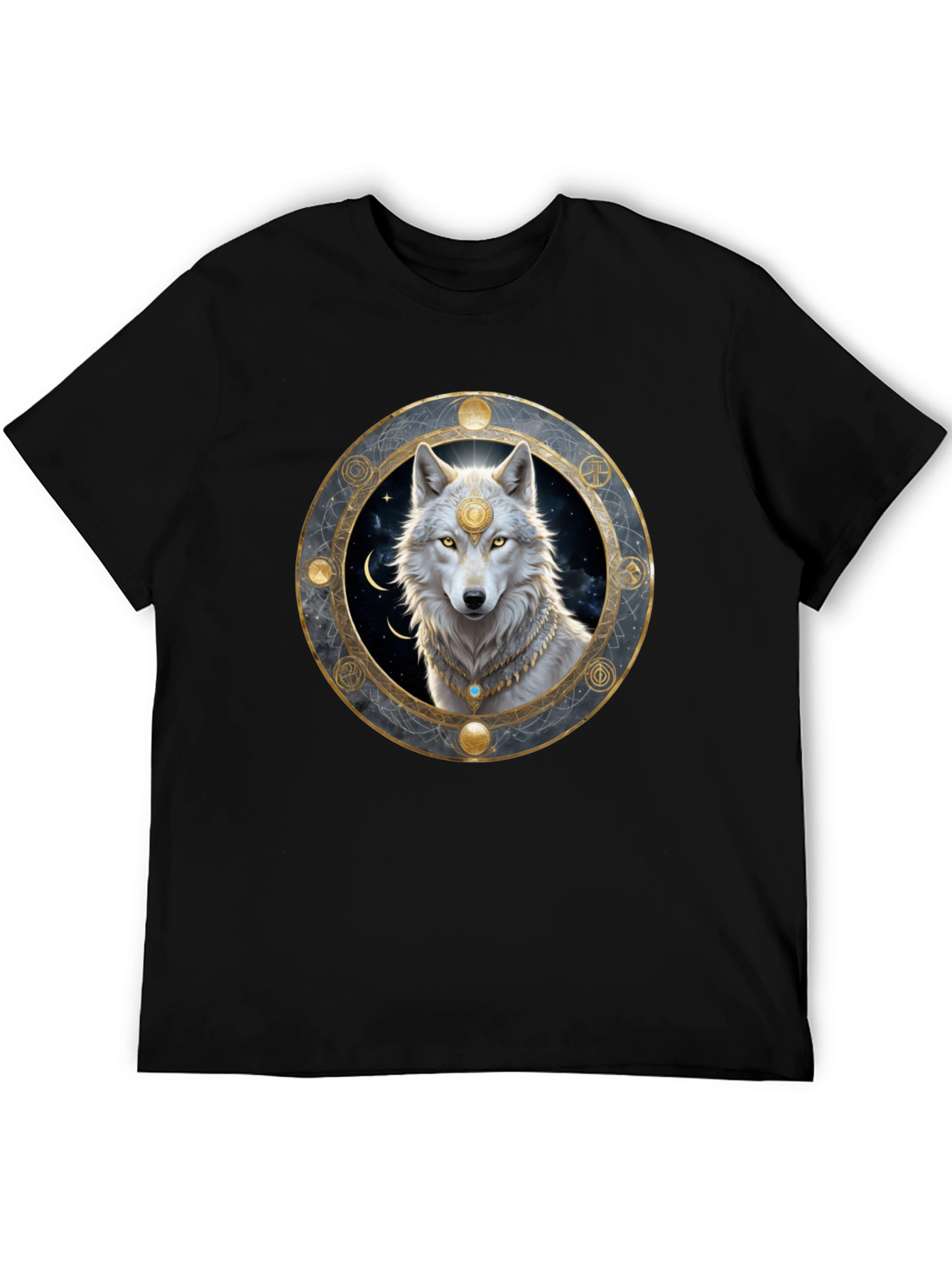 Mystic Wolf Graphic Tee - Black