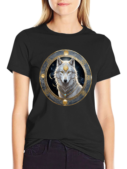 Mystic Wolf Graphic Tee - Black
