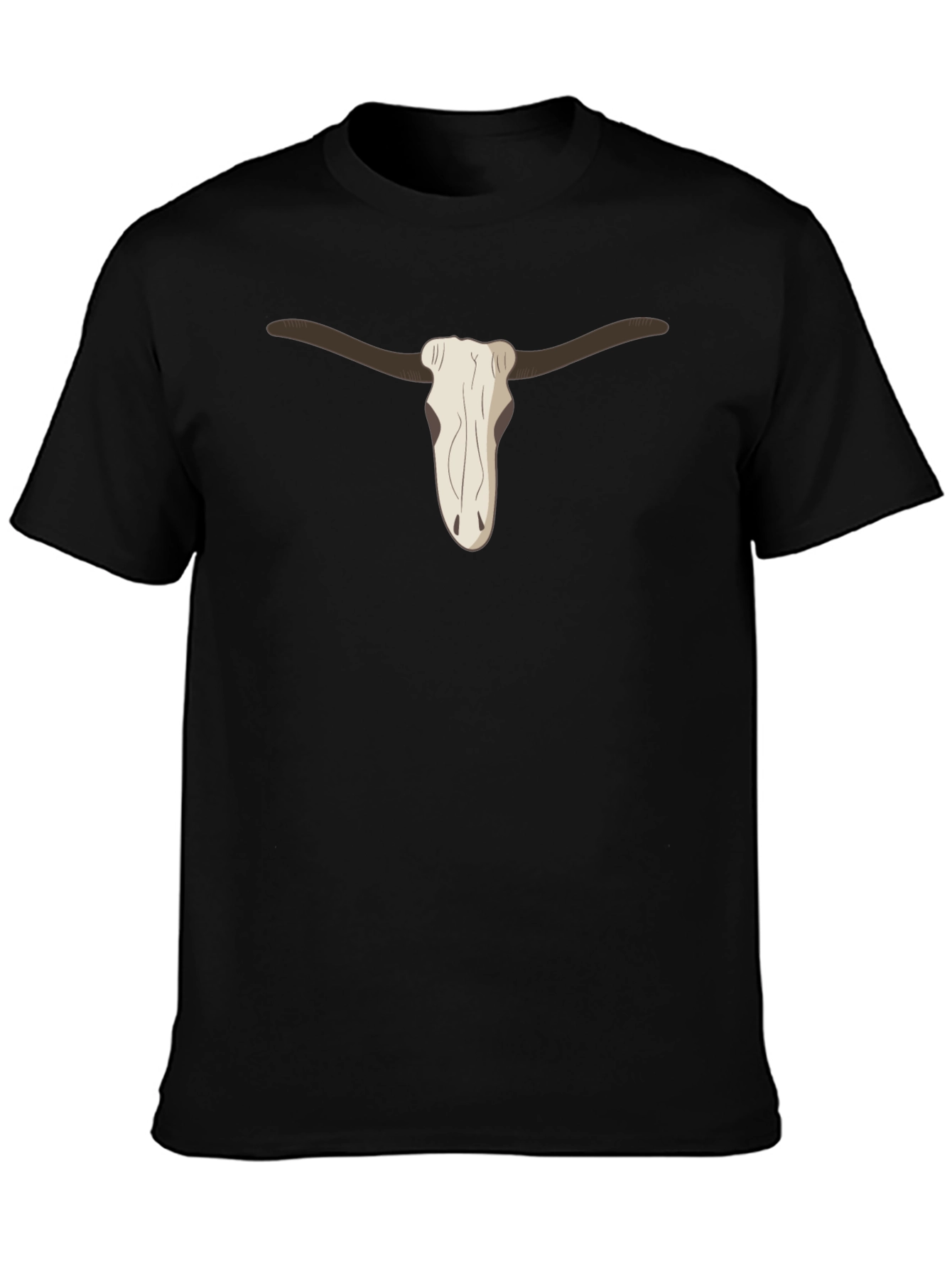 Cool Steer Skull Graphic Tee - Casual Black T-Shirt