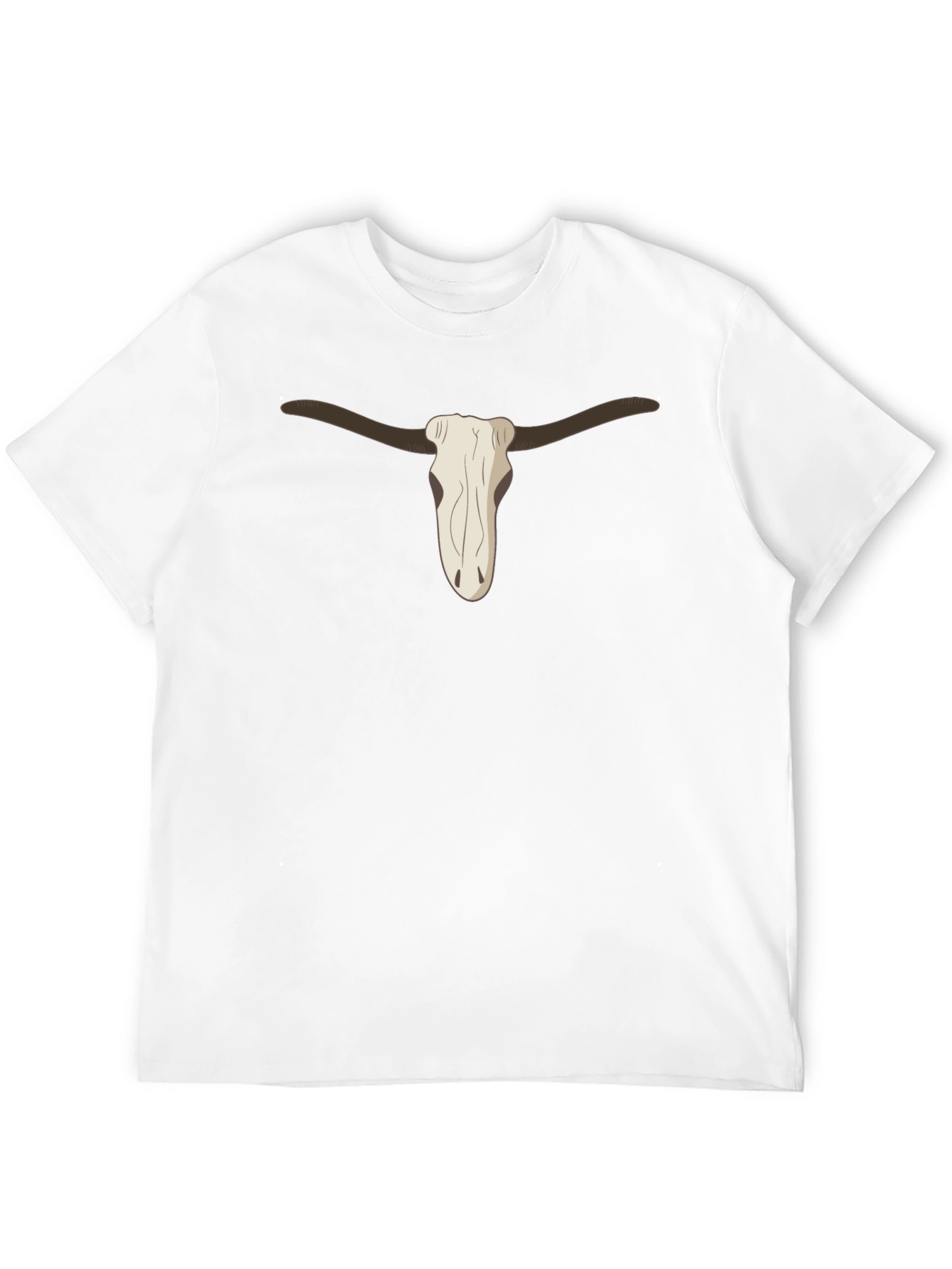 Cool Steer Skull Graphic Tee - Casual Black T-Shirt