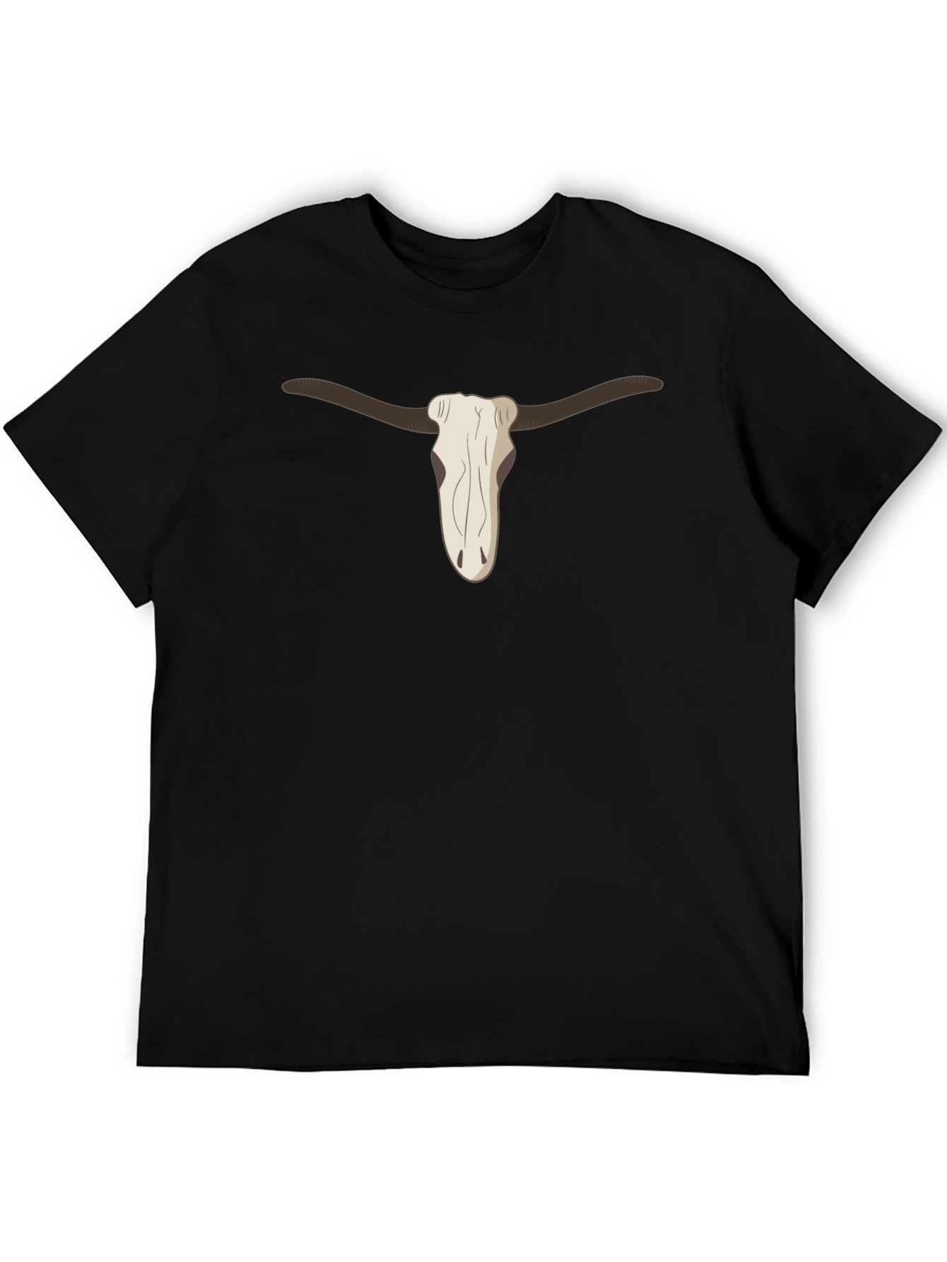 Cool Steer Skull Graphic Tee - Casual Black T-Shirt