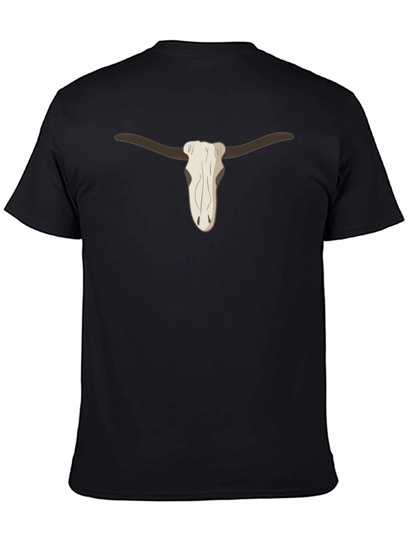 Cool Steer Skull Graphic Tee - Casual Black T-Shirt