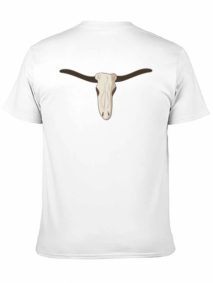 Cool Steer Skull Graphic Tee - Casual Black T-Shirt