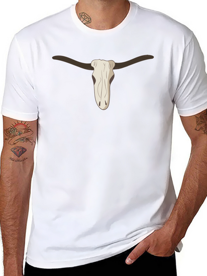 Cool Steer Skull Graphic Tee - Casual Black T-Shirt