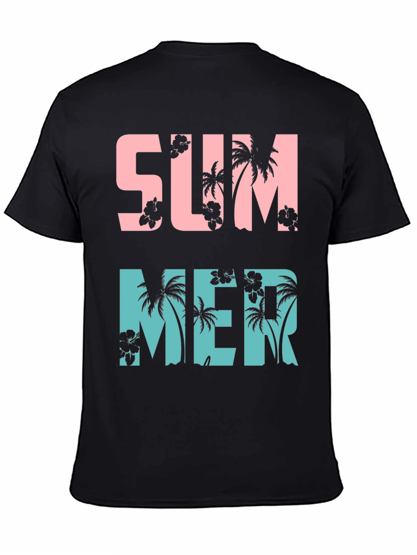 Summer Palm Tree Graphic Print Crew Neck T-Shirt