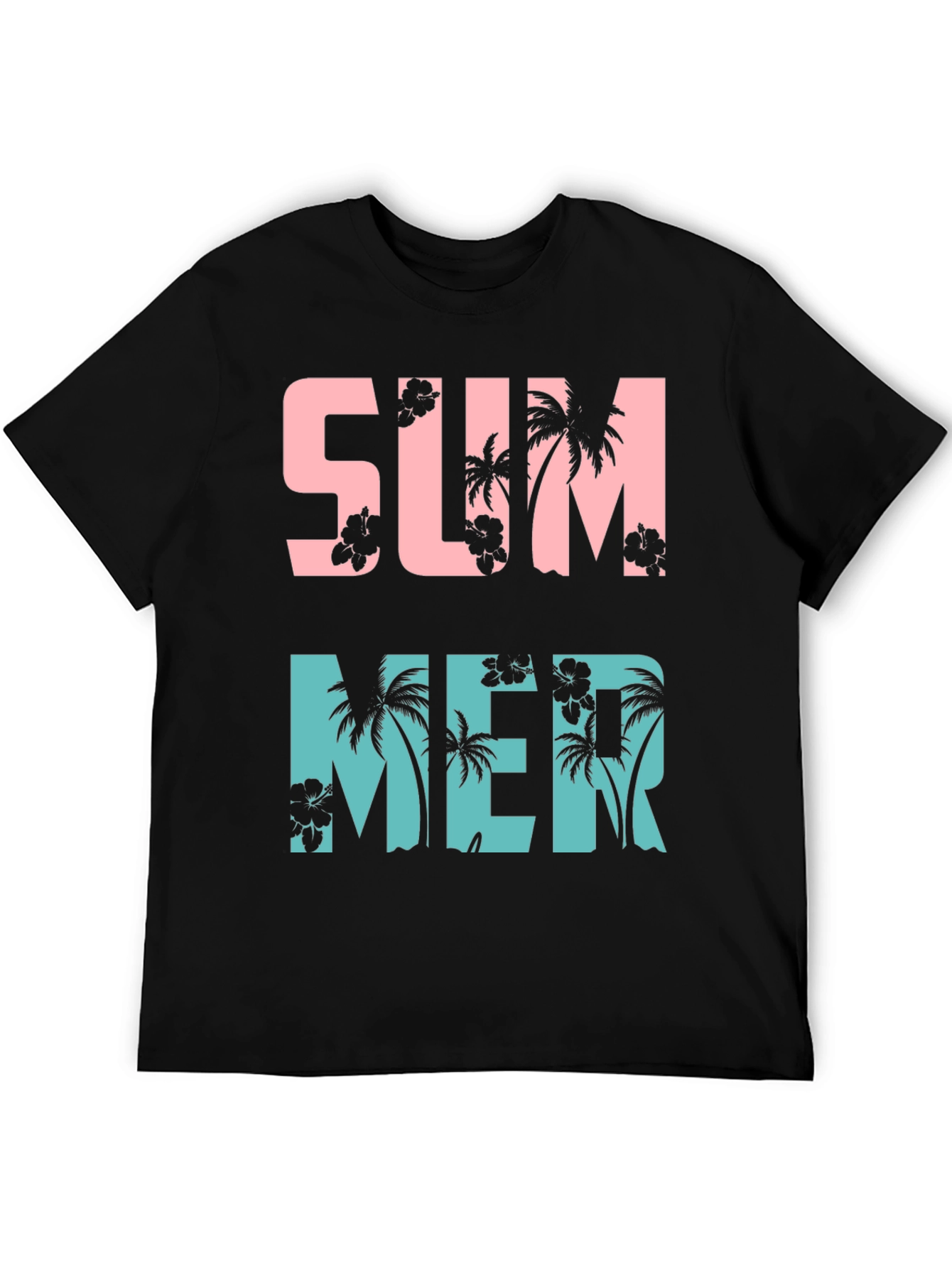 Summer Palm Tree Graphic Print Crew Neck T-Shirt