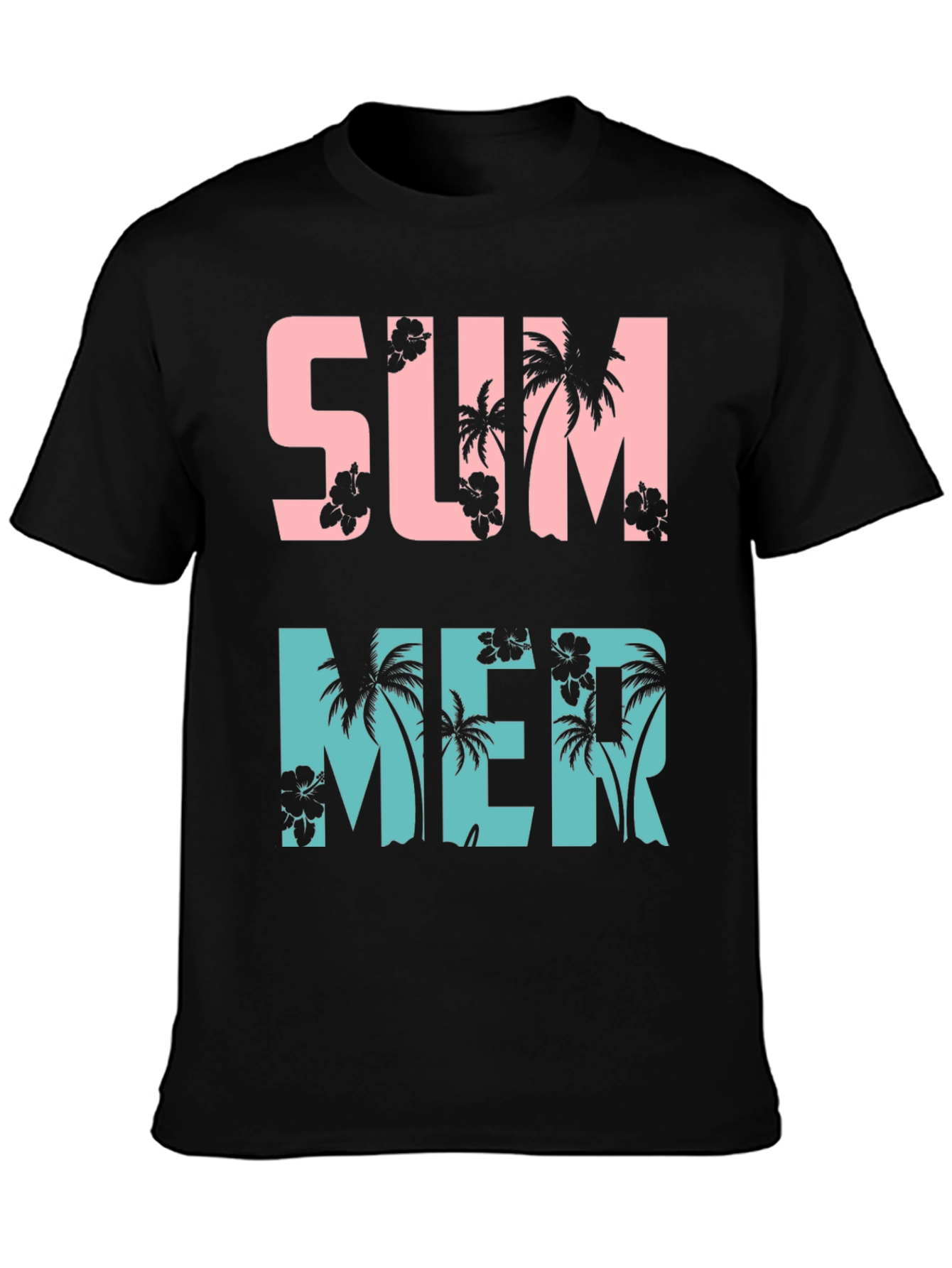 Summer Palm Tree Graphic Print Crew Neck T-Shirt