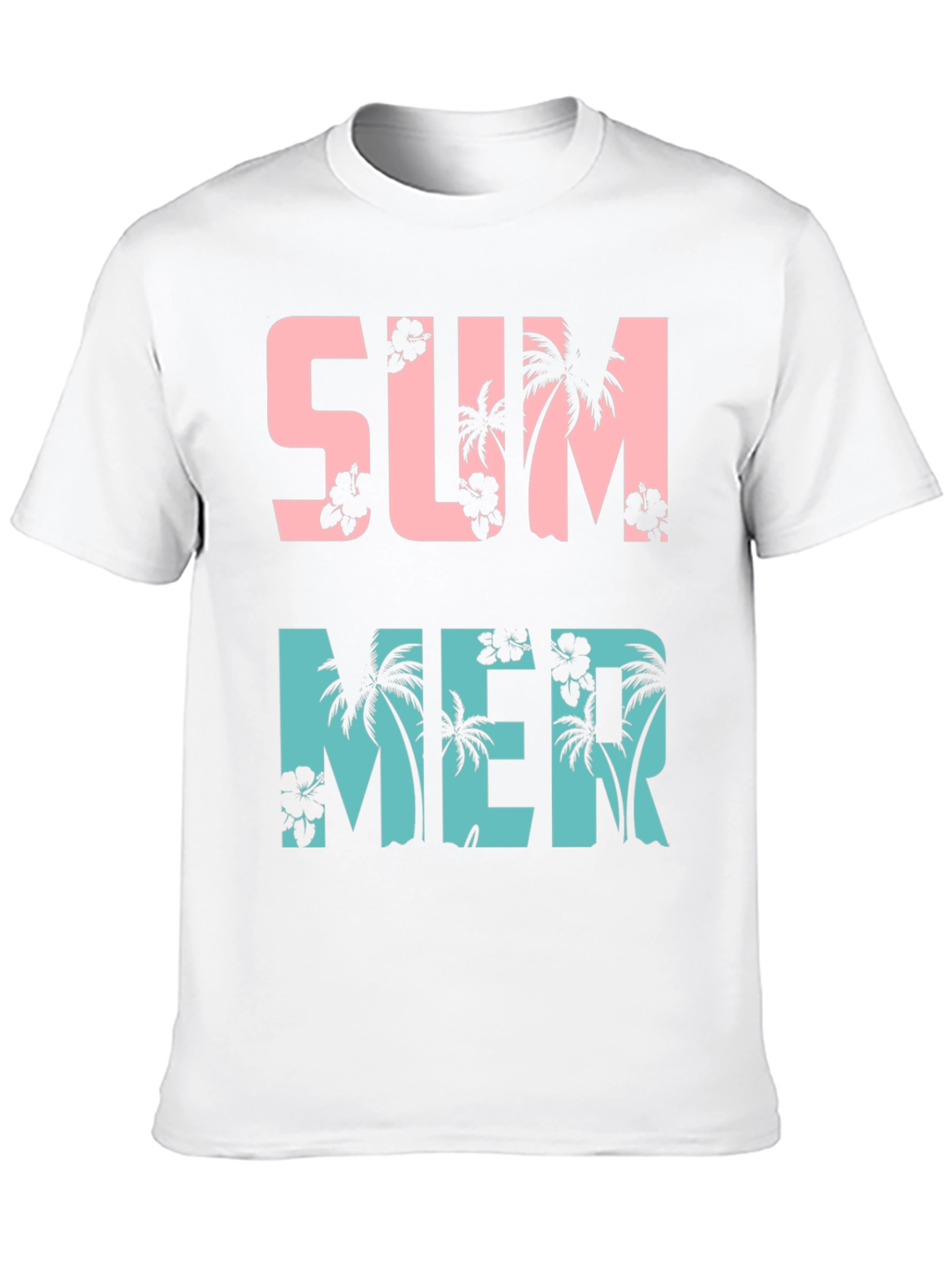 Summer Palm Tree Graphic Print Crew Neck T-Shirt