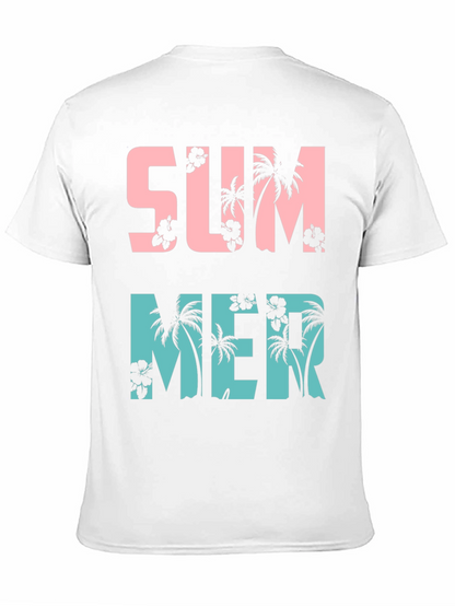 Summer Palm Tree Graphic Print Crew Neck T-Shirt