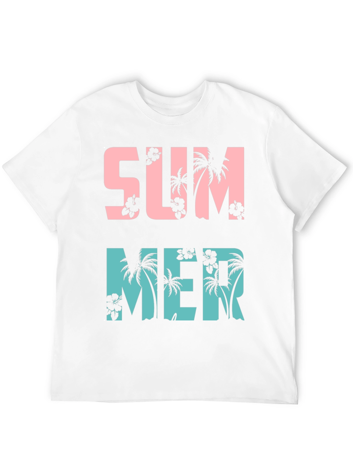 Summer Palm Tree Graphic Print Crew Neck T-Shirt