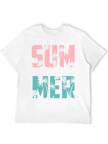 Summer Palm Tree Graphic Print Crew Neck T-Shirt