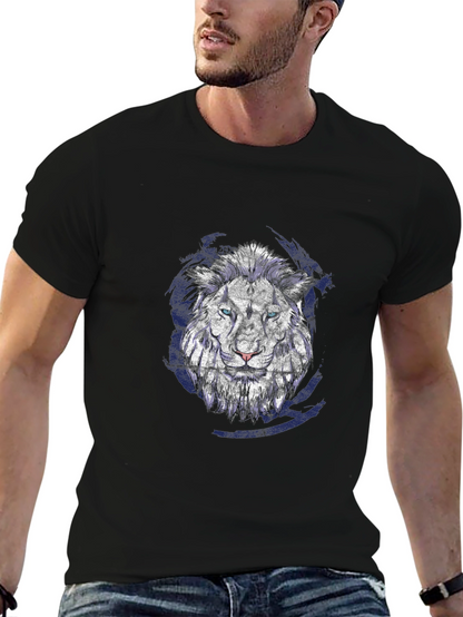 Lion Graphic Print Black T-Shirt