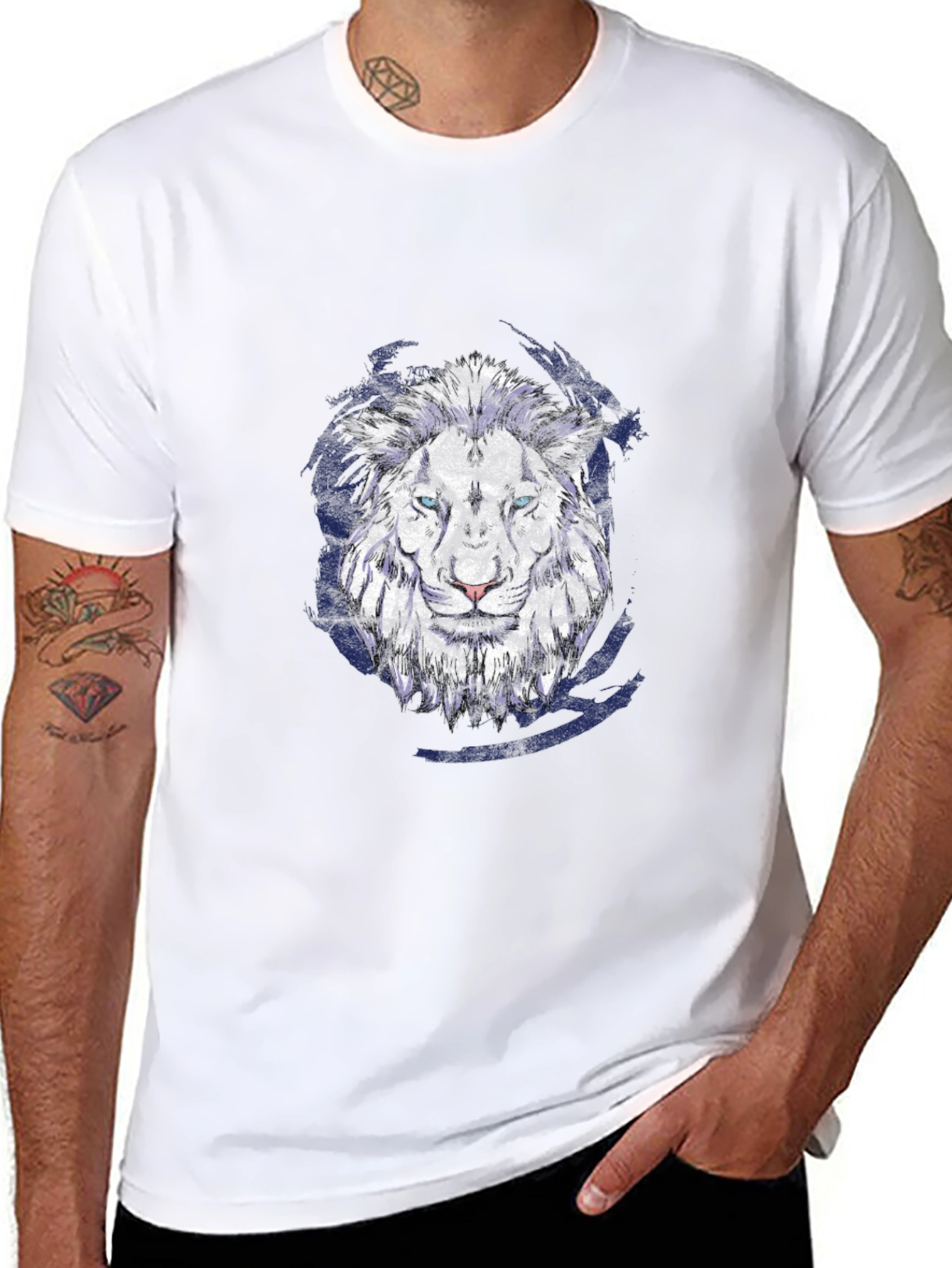Lion Graphic Print Black T-Shirt