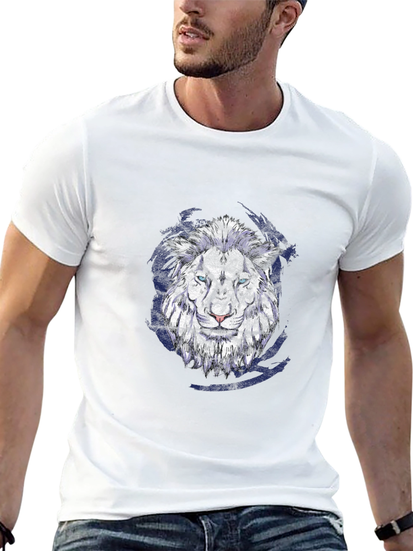 Lion Graphic Print Black T-Shirt
