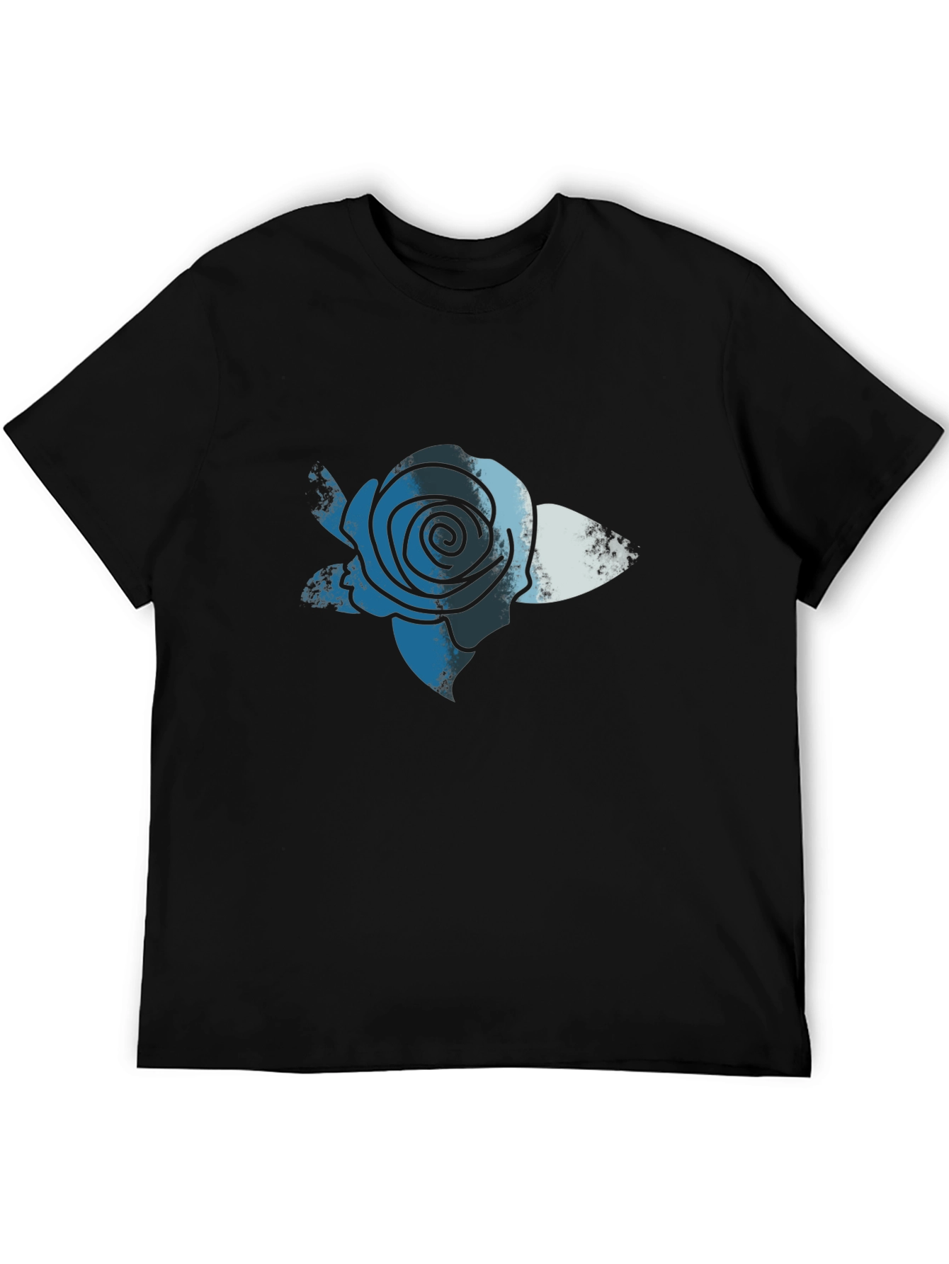 Blue Rose Graphic Print T-Shirt - Casual Comfort