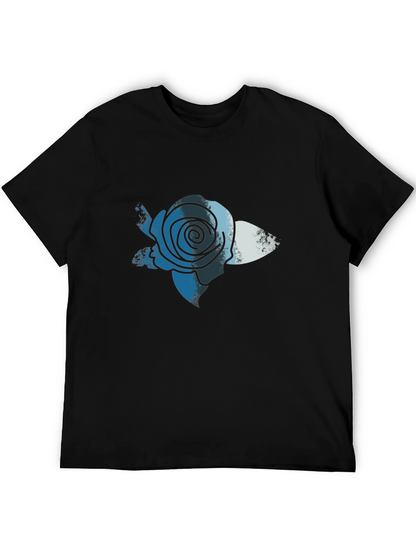 Blue Rose Graphic Print T-Shirt - Casual Comfort