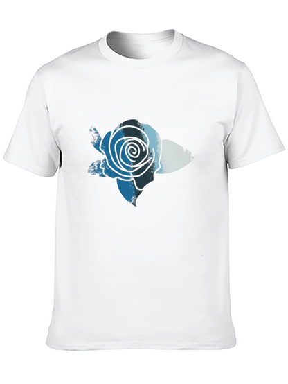 Blue Rose Graphic Print T-Shirt - Casual Comfort