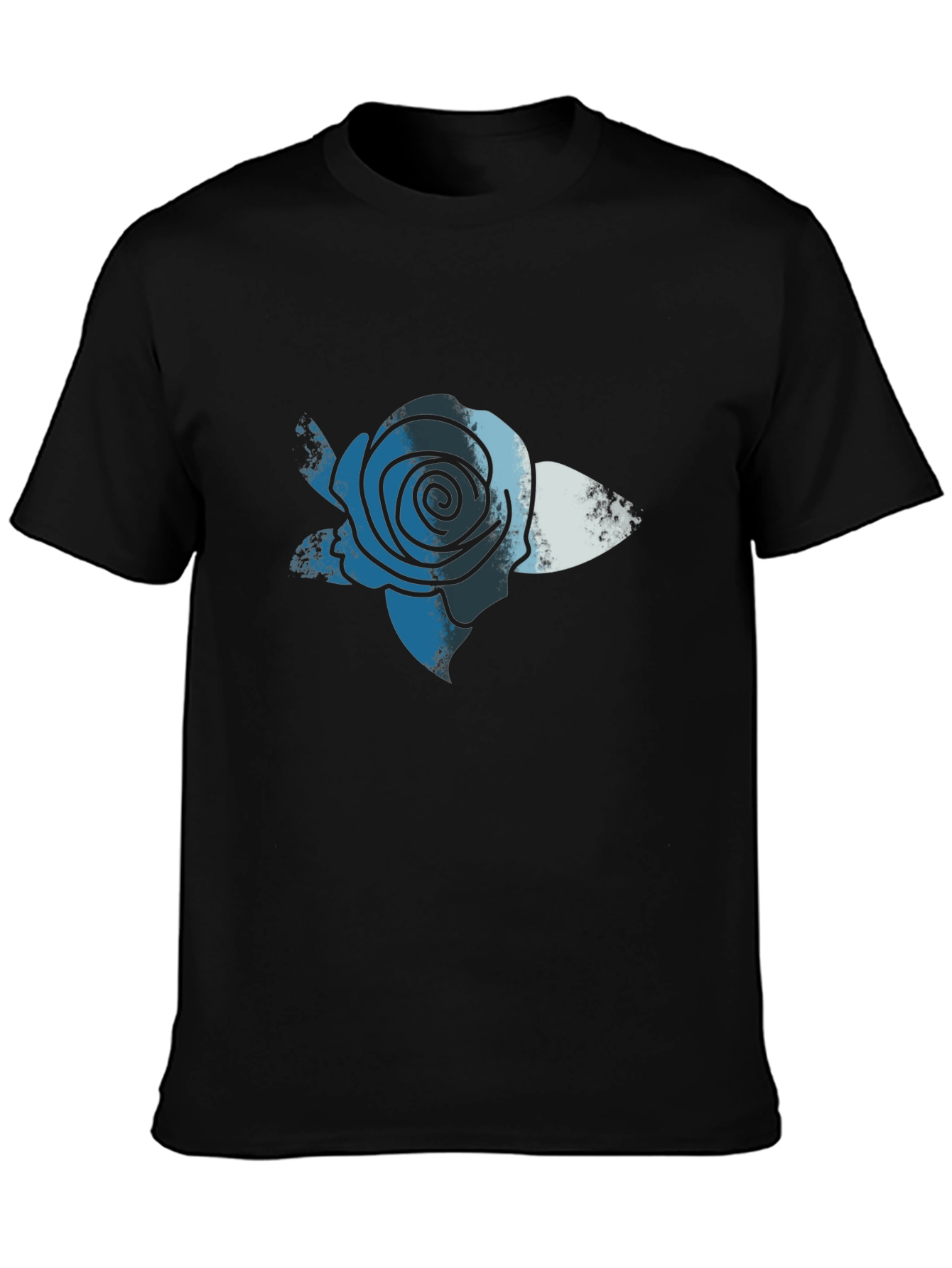 Blue Rose Graphic Print T-Shirt - Casual Comfort