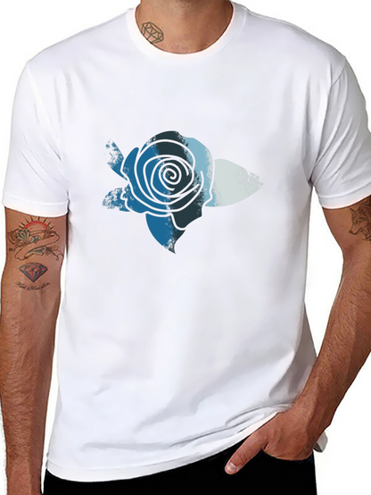 Blue Rose Graphic Print T-Shirt - Casual Comfort