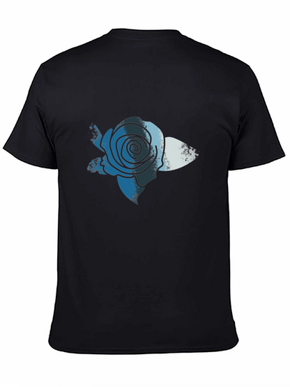 Blue Rose Graphic Print T-Shirt - Casual Comfort