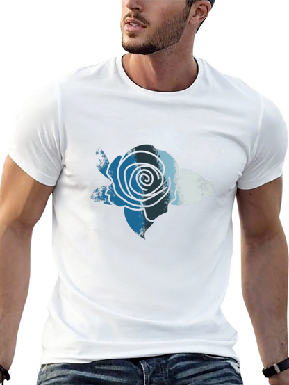 Blue Rose Graphic Print T-Shirt - Casual Comfort