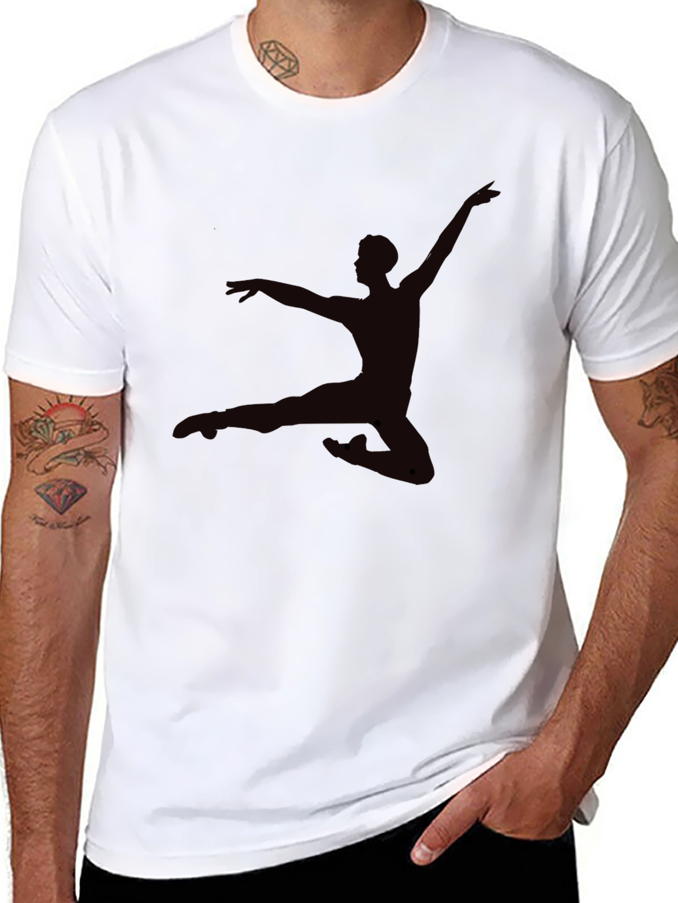 Mens Black T-Shirt - Dancer Silhouette Graphic Tee