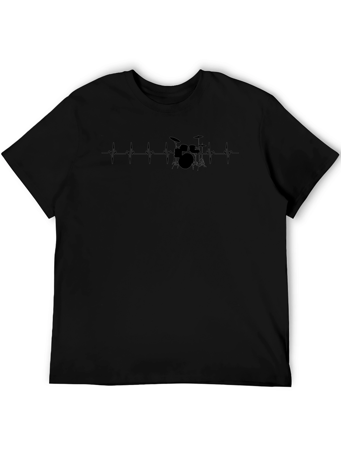 Drummer Heartbeat Graphic Tee - Black