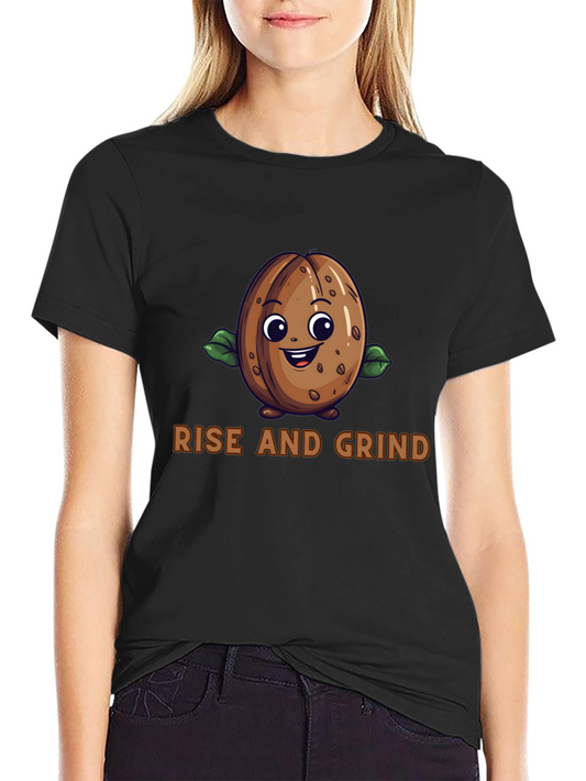 Rise and Grind Coffee Bean Graphic T-Shirt