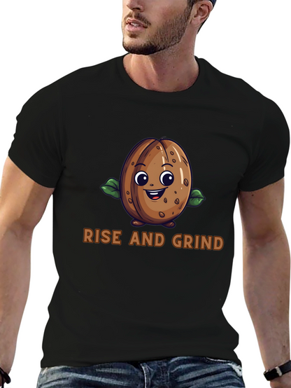 Rise and Grind Coffee Bean Graphic T-Shirt