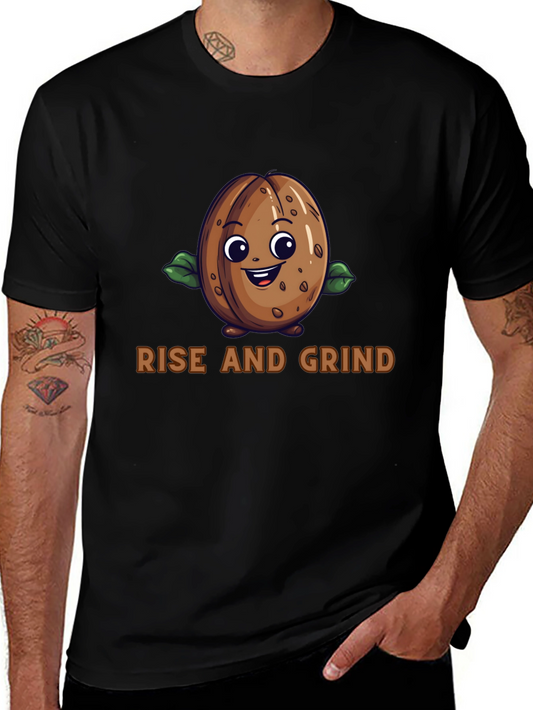 Rise and Grind Coffee Bean Graphic T-Shirt